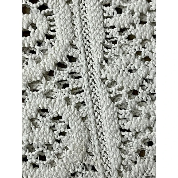 J Valdi White Crochet 90s Vintage Beach Coverup Pullover Mini Dress Sheer Tunic - Picture 9 of 9